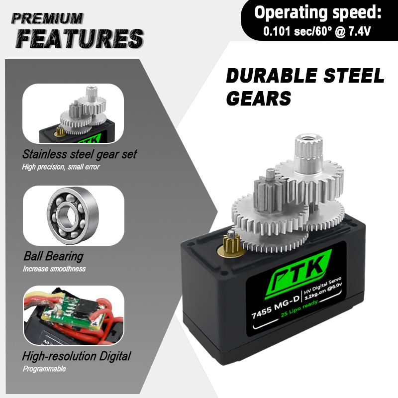 PTK 7455MG-D servo 12g Digital - đánh giá và giá Servo Metal Gear