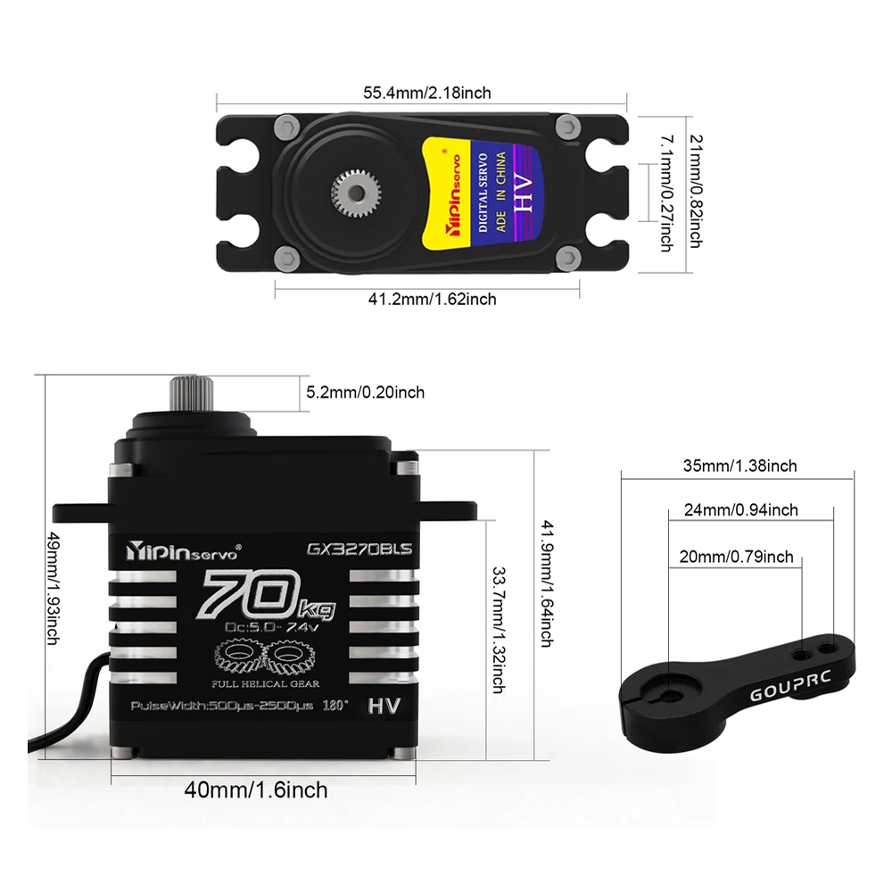 70KG 60KG 55KG Brushless Servo - đánh giá và giá Servo Metal Gear